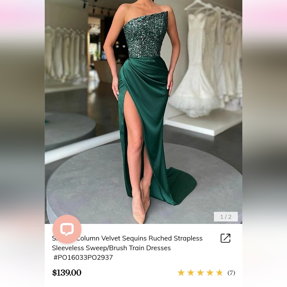 Emerald green evening gown/ prom dress size S-M